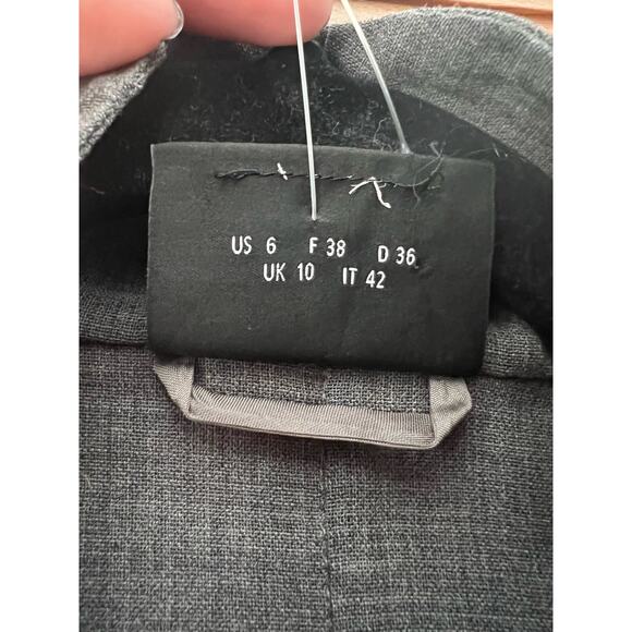 Akris Women's One Button Slim Fit Linen Wool Blend Blazer Long Sleeve Gray SZ 6 - Picture 6 of 10